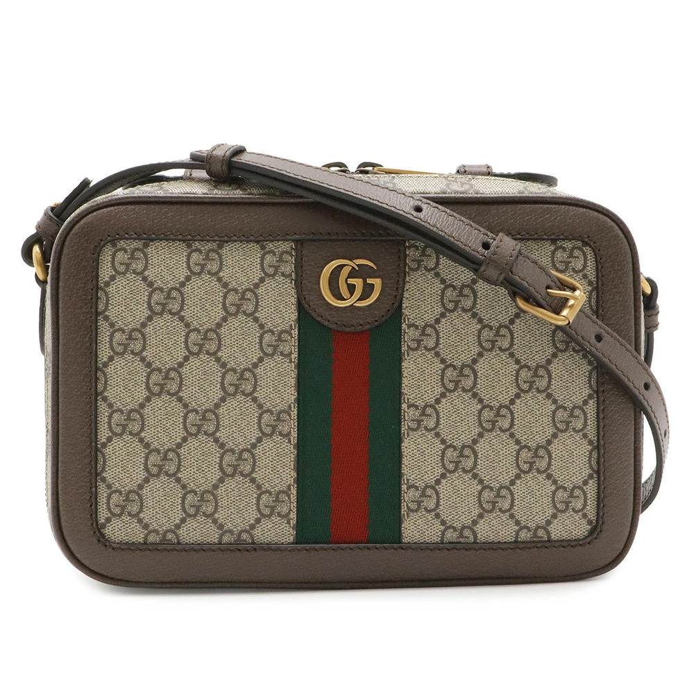 Gucci Ophidia GG Supreme Crossbody Bag Shoulder Clutch Beige Cream Mocha Brown